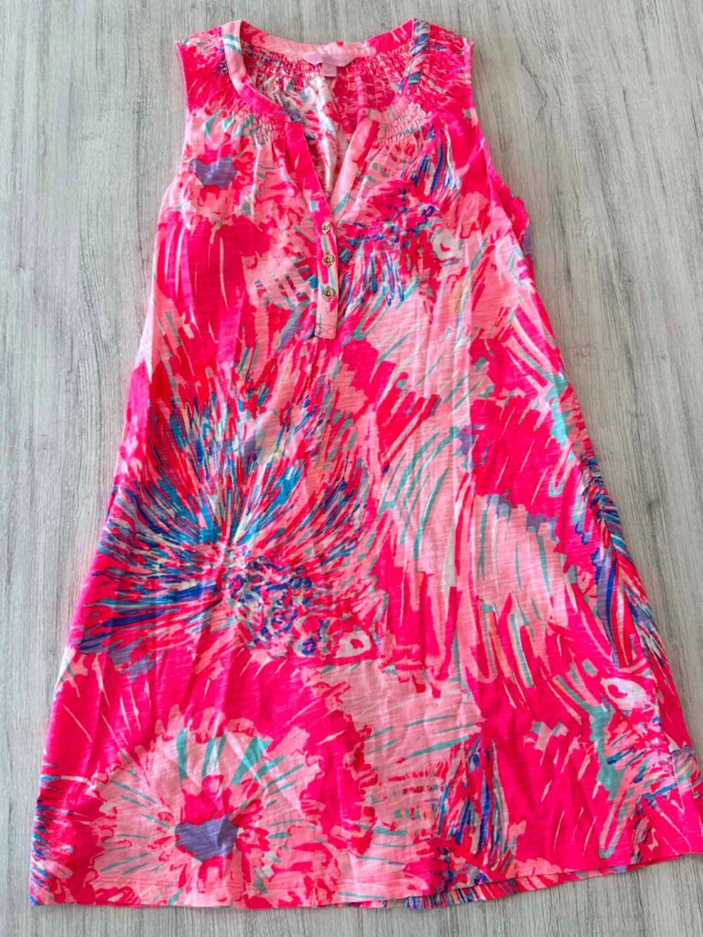 Lilly Pulitzer Essie Pink Sleeveless Dress "Never Been Betta" Fireworks Size S